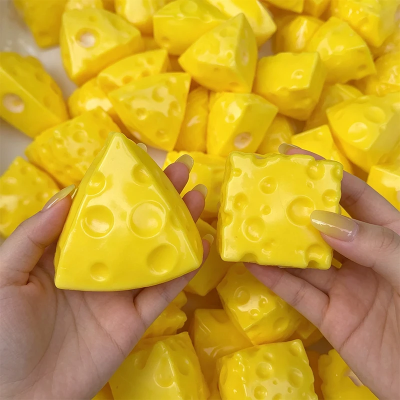 Squishy Mini Cheese Cube Fidget Toys Soft Cheese Cube Squeeze Stress Ball Toy ASMR Sensory Stress Relief Toy for Adult