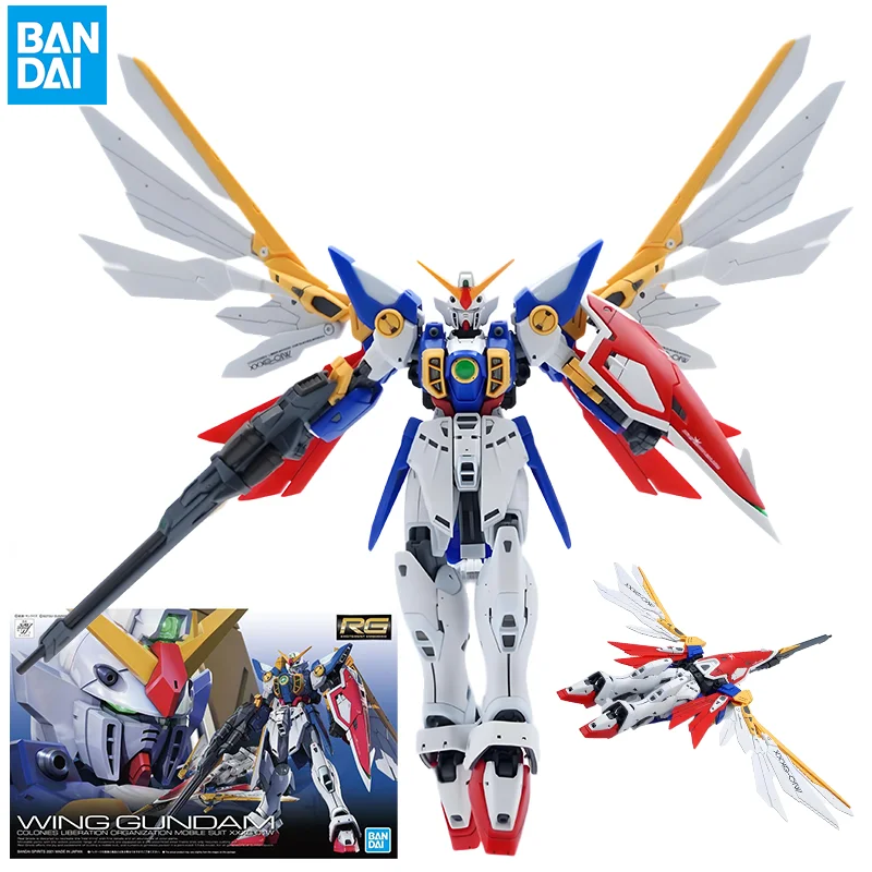 

BANDAI RG 1/144 XXXG-01W Wing Gundam Фигурки Мобильный костюм Gundam Build Fighters Аниме Модель Комплект игрушек для мальчиков Коллекция