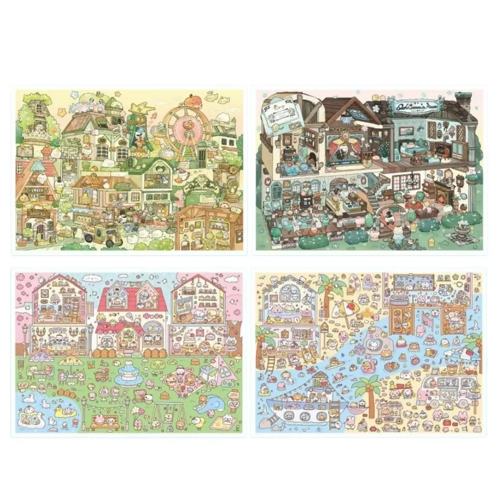 Beach Scene 3D Stacking Stickers PET Die Cut Amusement Park Scrapbook Stickers Cute Animals Miniature Scene Sticker Kid Gifts