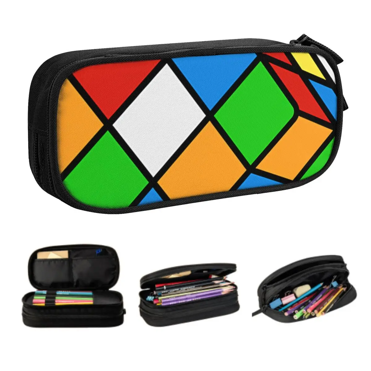 cubo derretido rubiks lapis cases grande armazenamento pen bolsa acessorios escolares matematica geometrica matematica bonito personalizado meninas meninos 01