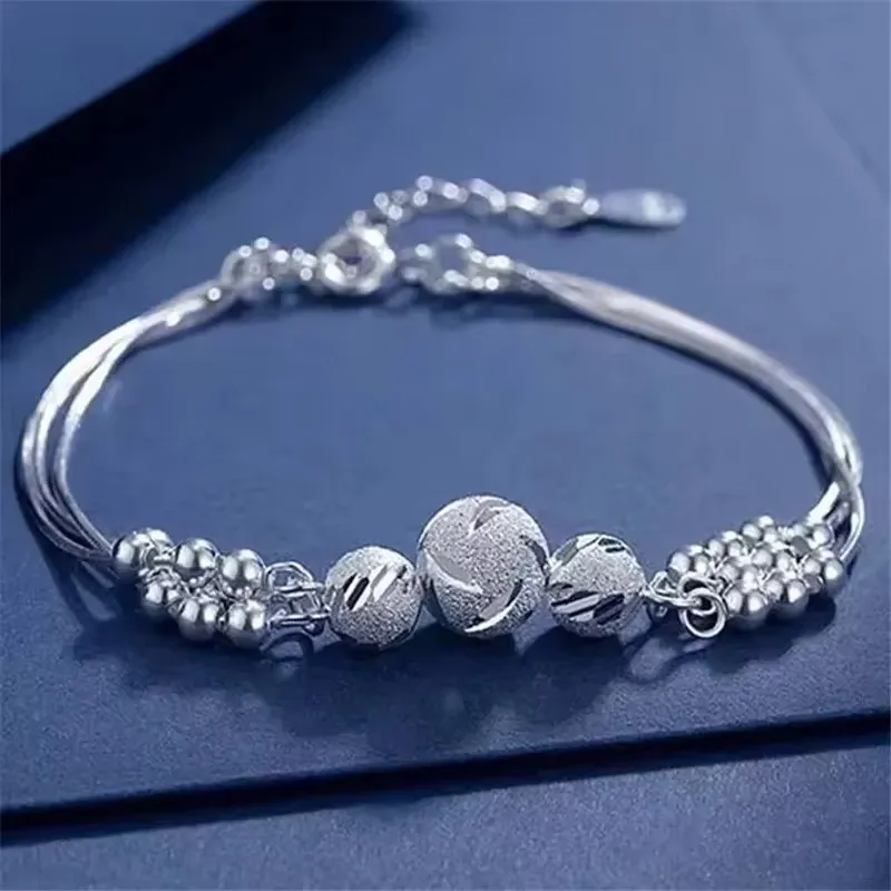 Luxury 925 Sterling Silver Bracelet for Women Vintage Original Lucky Beads Ball Adjustable Bracelets Jewelry Gifts