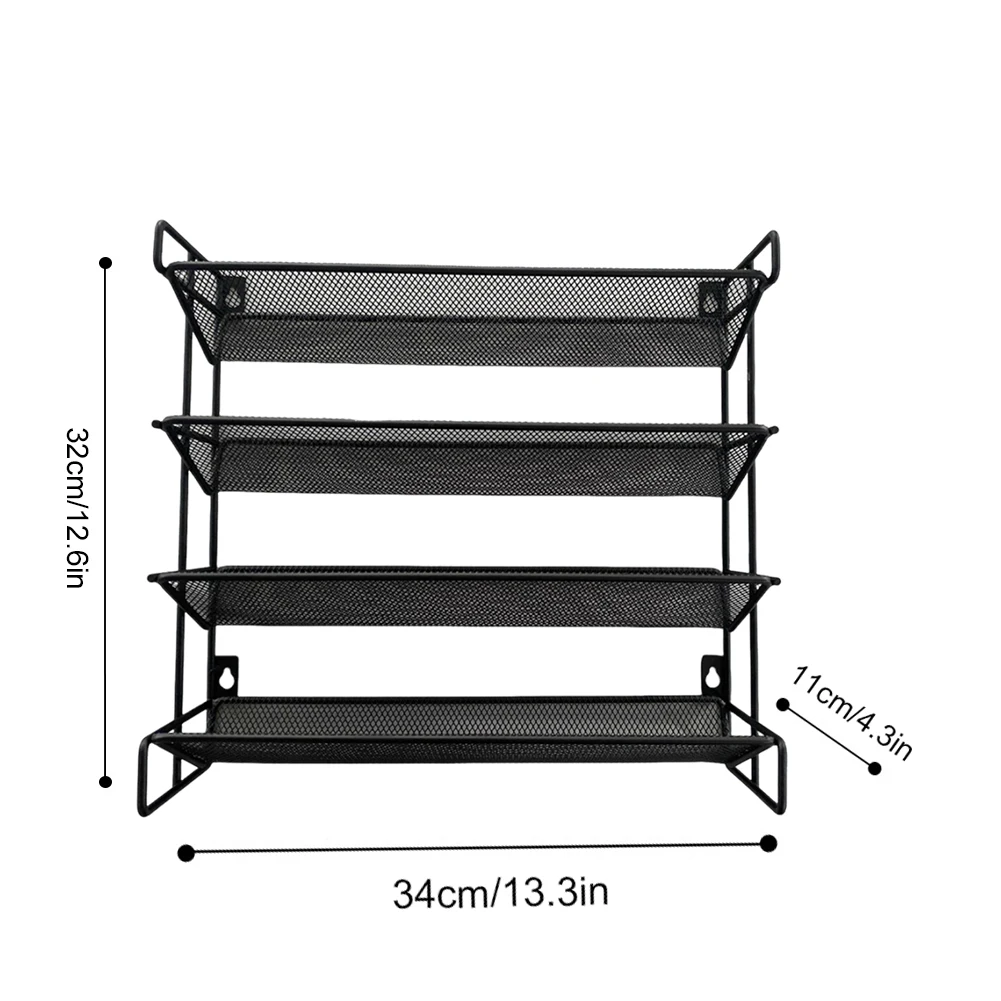 4-Tiers Spice Rack Organizer Metal Hanging Racks Wall-Mounted Seasoning Shelf Spice Jar Storage Rack for Kitchen Countertop