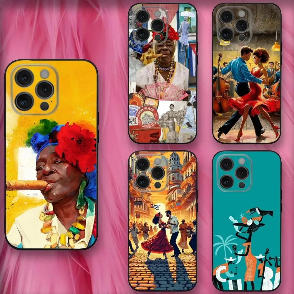 

C-Cuba Art Phone Case For iPhone 16,se4,15,14,13,12,11,Pro,X,XS,Max,XR,Plus,Mini Soft Black Cover