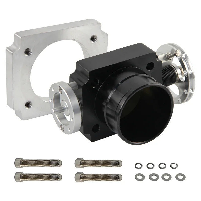 Black/Blue Universal 2.75" 70mm CNC Billet Intake Throttle Body Aluminum High Flow