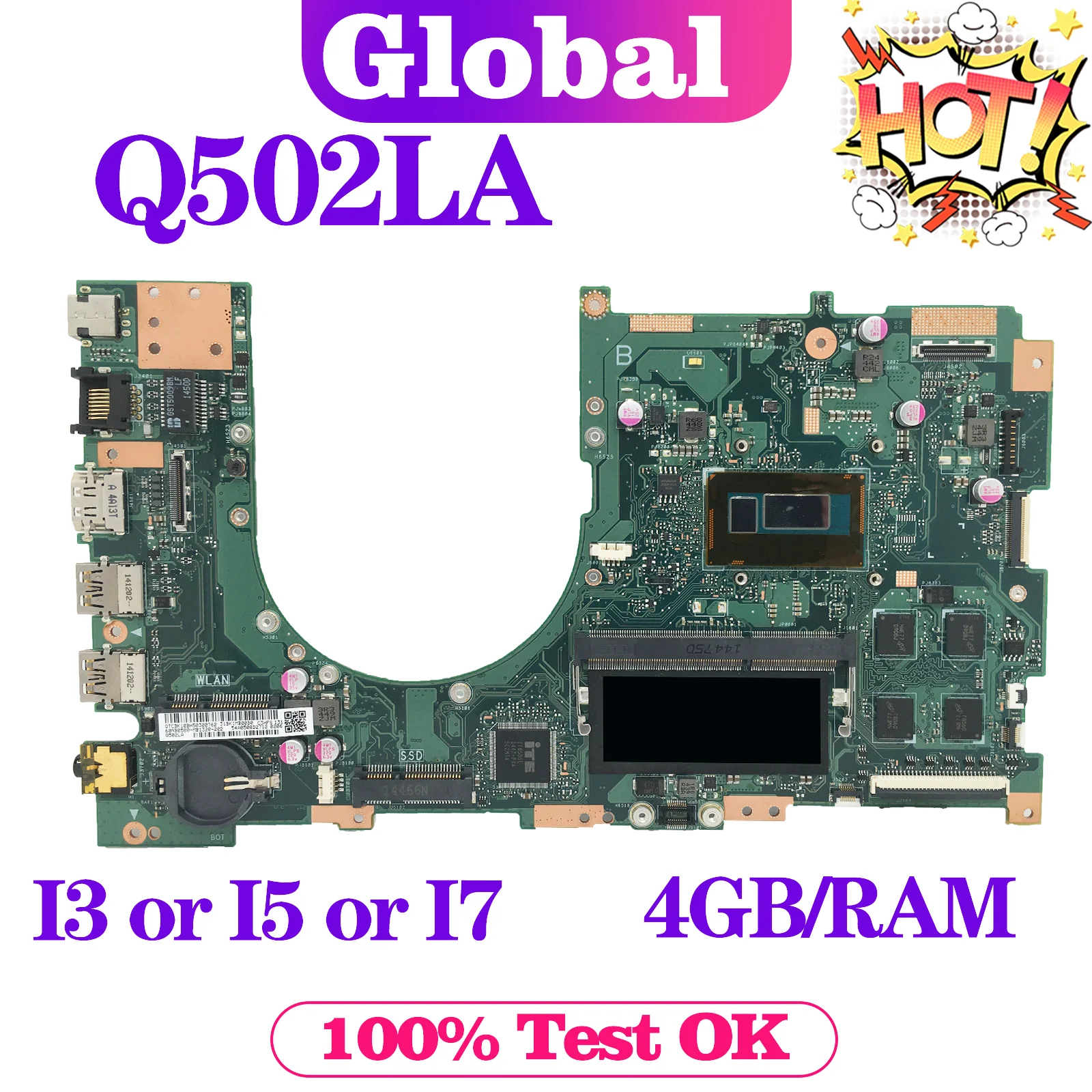 

KEFU Mainboard For ASUS Q502L Q502 Q502LA Laptop Motherboard I3 I5 I7 4th Gen 4GB/RAM MAIN BOARD TEST OK