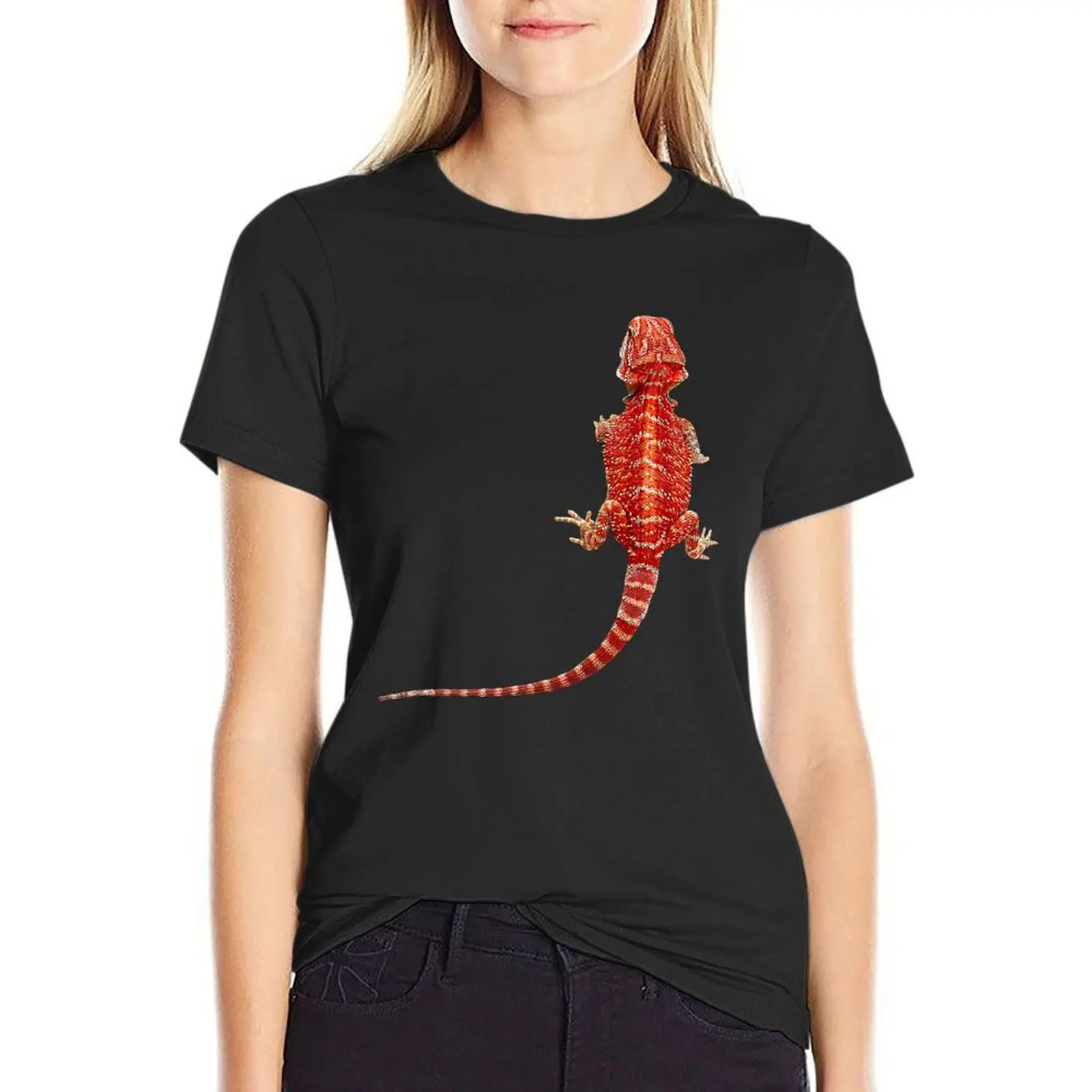 

Bearded Dragon Awesome Red Reptile T-Shirt Blouse lady clothes Short sleeve tee western t shirts for Women