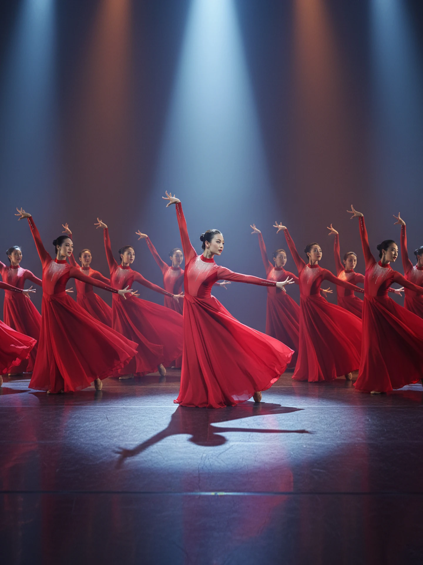 

2025 New Modern Red Dance Costume with Wide Skirt for Opening Dance Performance Ethnic Women's Faion Stage Outfit Tewnjerll