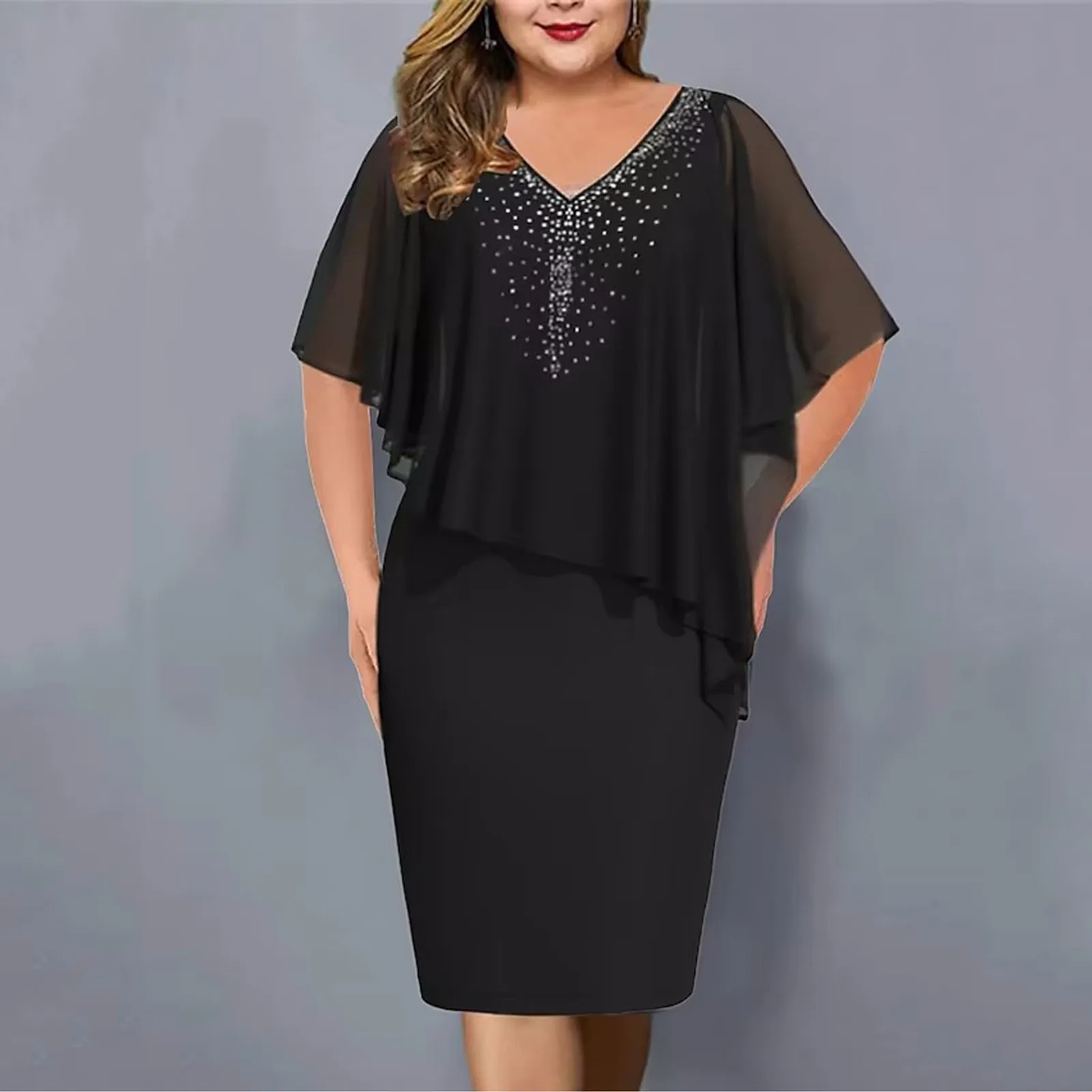 Women's Plus Size Dresses Stitching Off Shoulder Party Club Elegant Asymmetric Hem Flare Sleeve Maxi Dresses Female Robe Dress