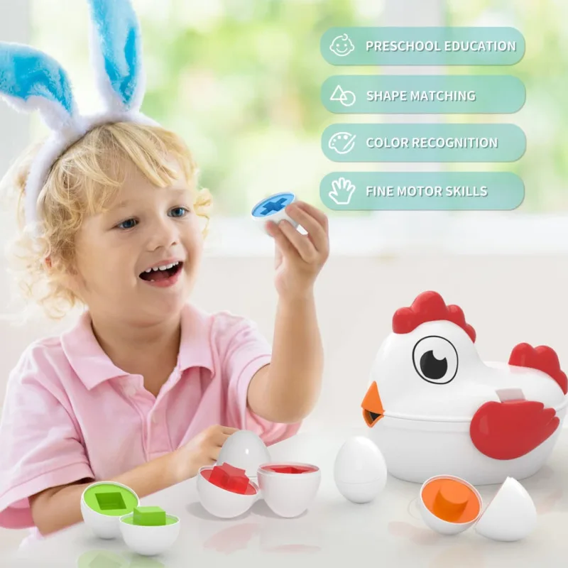 Jouets d'apprentissage Montessori pour enfants, jeu de puzzle, trieurs de formes assorties, document d'apprentissage des œufs, jouets pour enfants