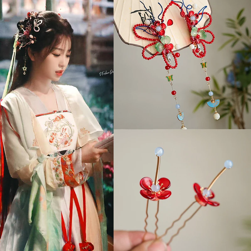 Chinese TV Love Game in Eastern Fantasy Mirror Demon Fake Nails Yong Ye Xing He Ling Miaomiao bamboo Haippin hair clip ring