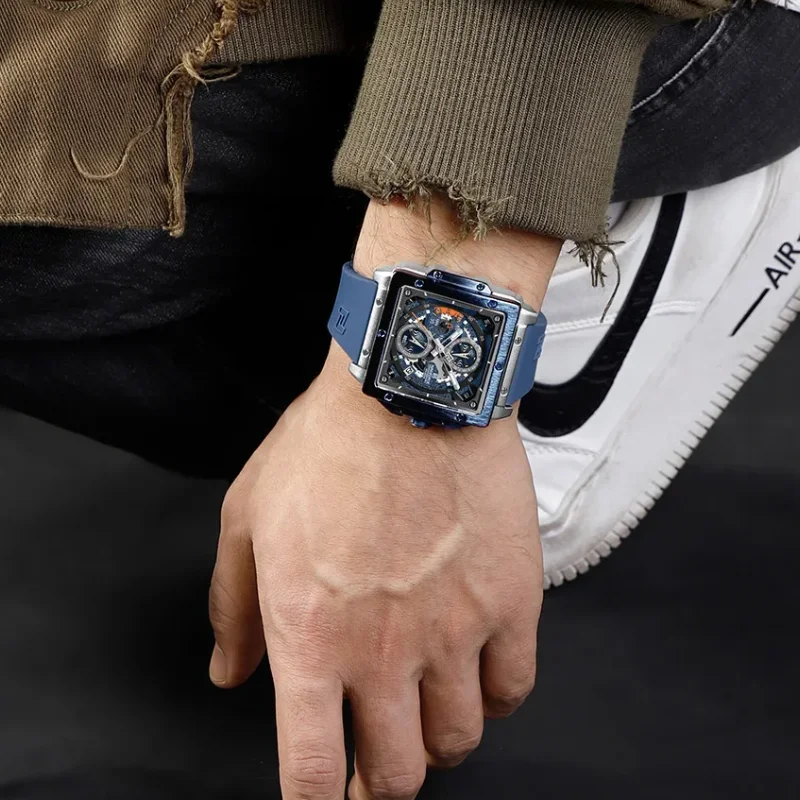 

Новый стиль NAVIFORCE мужские квадратные часы лучший бренд класса люкс спортивный силиконовый ремешок механизм календарь кварцевые водонепроницаемые часы подарок