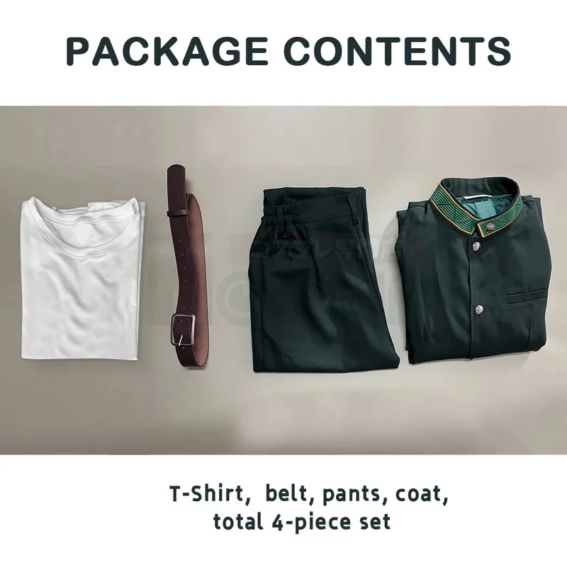 الرياح قواطع أنيمي Hajime Umemiya تأثيري حلي شعر مستعار أخضر طويل خندق معطف موحد السراويل تي شيرت أبيض حزام