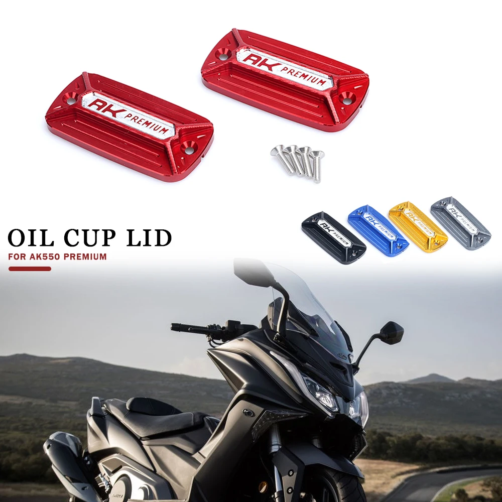 New  CNC Tank Cover Oil Cup Caps Pair Motorcycle Front Brake Reservoir Fluid For KYMCO ak550 AK 550 PREMIUM AK550 Premium