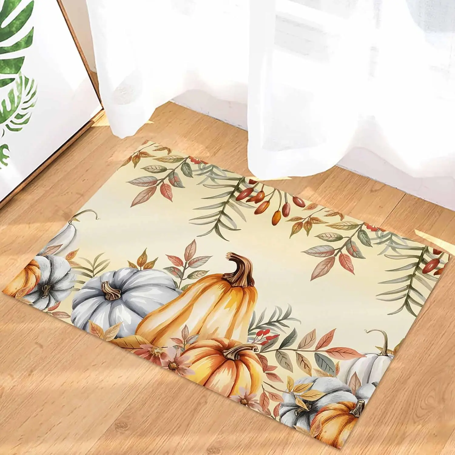 Thanksgiving Autumn Pumpkins Entrance Welcome Door Mat Bedroom Bedside Foot Mat Living Room Balcony Hallway Non-slip Floor Mat