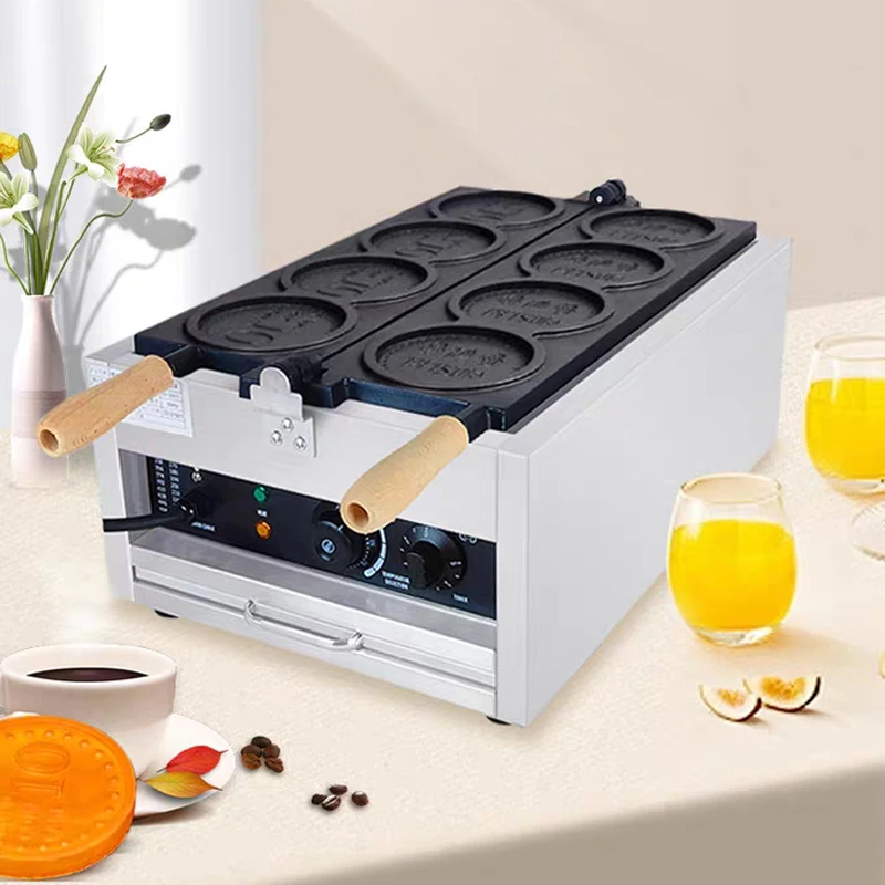 Commerical 4PCS Korean Coin Waffle Maker 3000W Non-stick Coating Gold Coin Bread Waffle Making Machine Electric