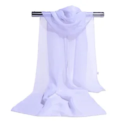 Korean Women Wedding Evening Party Dress Scarf Solid Color Transparent Chiffon Silk Scarf Summer Beach Towel Sunscreen Shawl R22