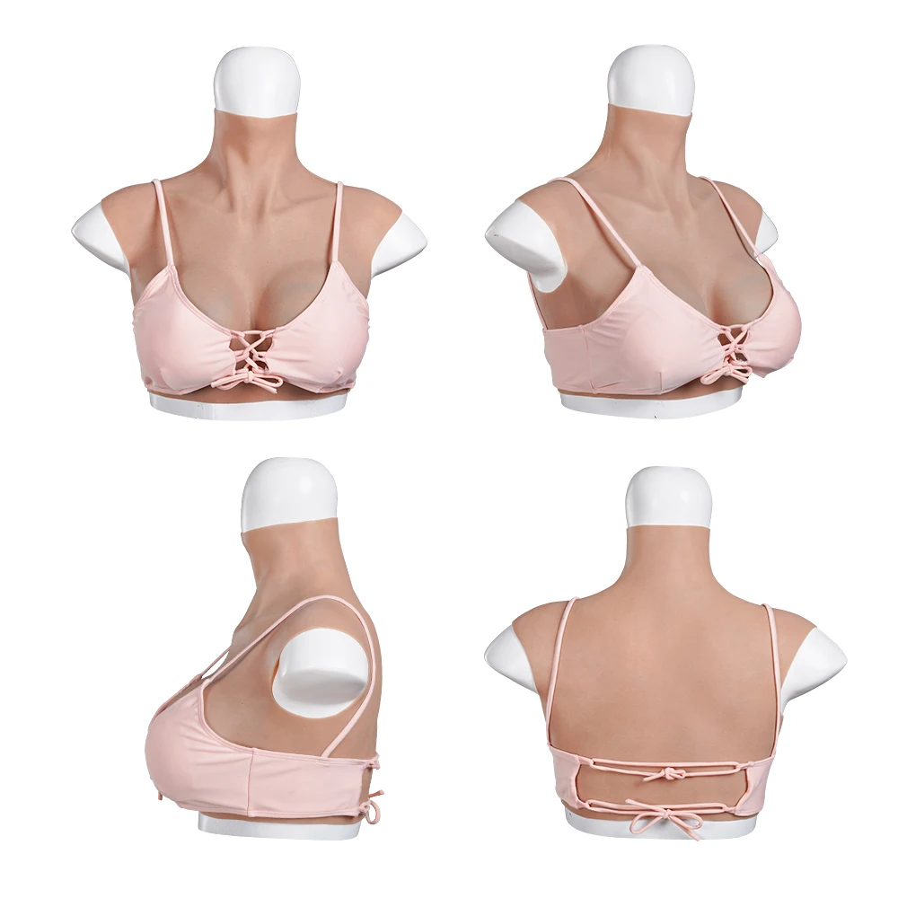 

KUMIHO High Collar Silicone Breast Form AA/A/B/C/D/E/G Cup Sissy Fake Chest Drag Queen Shemale Transgender Shemale Cosplay