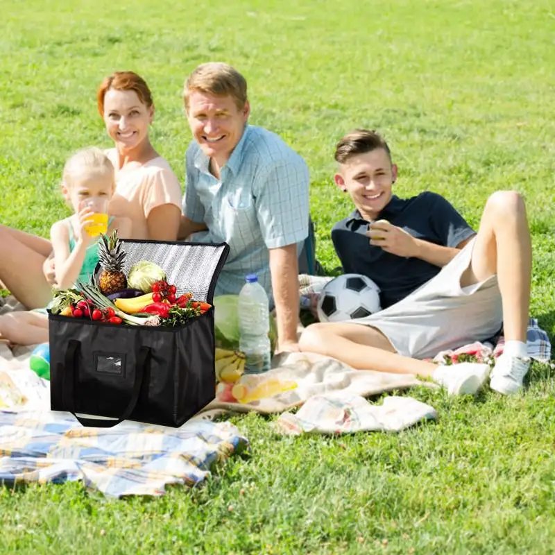 Multi Size Thermal Insulated Cooler Tote Bag Foil Lined Food Storage Camping Picnic Zipper Handbag