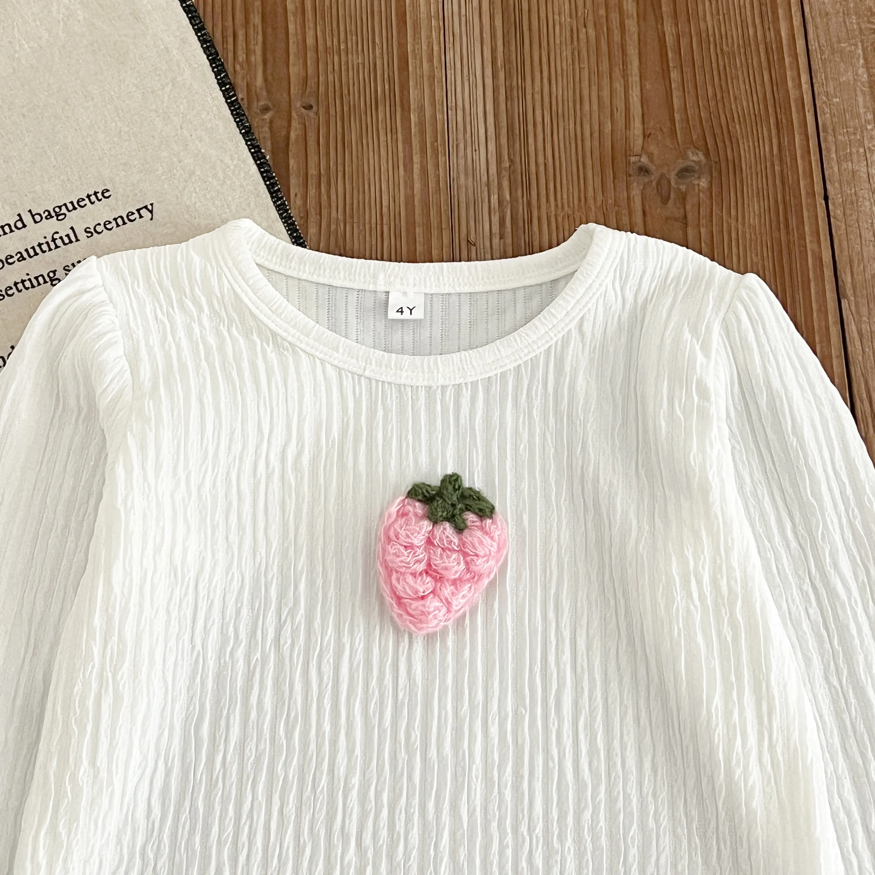 الفكاهة الدب ربيع الخريف الفتاة البدلة الفراولة طويلة الأكمام هوديي + السراويل تناسب ملابس الأطفال