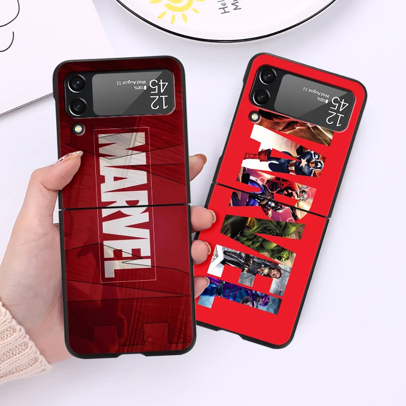 Etui na telefon Samsung Galaxy Z Flip 4 3 5G Black Hard PC Luxury Bumper ZFlip3 Fashion Fall Prevention Cover Cool Marvel Avenger