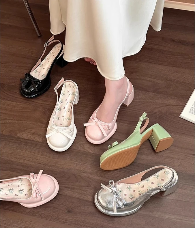 

Women's High-heel Sandals Fashion Thick Heel Butterfly-knot Women Sandals 2025 Summer Ladies Outdoor Gladiator Sandalias