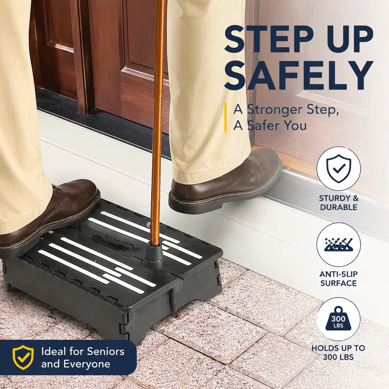 Lightweight Folding Step Stool with Non-Slip Surface – Compact Portable Footrest for Seniors, Cars, and Home Use