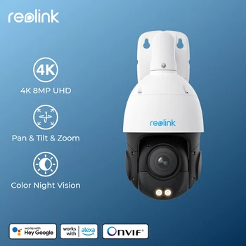 REOLINK 4K 8MP Telecamera di sicurezza Dome PoE Zoom ottico 5X 3D Panoramica e inclinazione Tracciamento automatico Rilevamento intelligente Telecamera IP esterna Onvif da 8MP