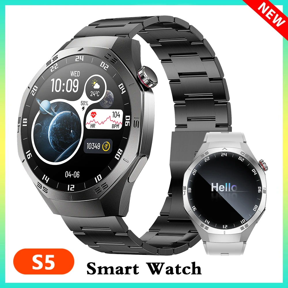 

S5 2025 Новые GPS Смарт-часы для мужчин Спортивные фитнес-умные часы Компас Высотомер IP68 Водонепроницаемые AMOLED Мужские оригинальные часы