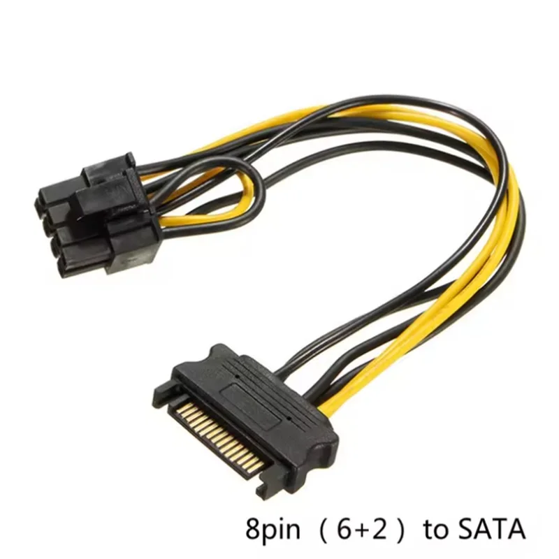 

10PCS 20CM 15pin SATA Power Converter Cable 15pin SATA to 6pin 8pin 6+2 PCI-e PCI Express Adapter Cable Video Power SATA Cable