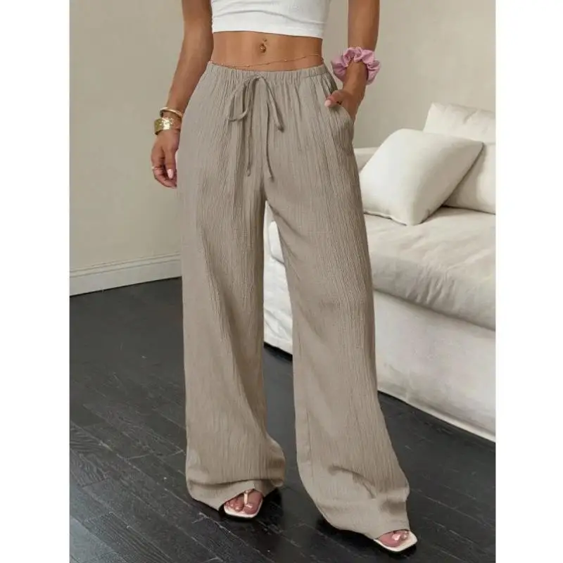 

Women's Texture Fabric Belted Pants Retro Sle Ciwalk Nine-Piece Pants Large Size Elastic Micro-Elastic Trilogy Fiber