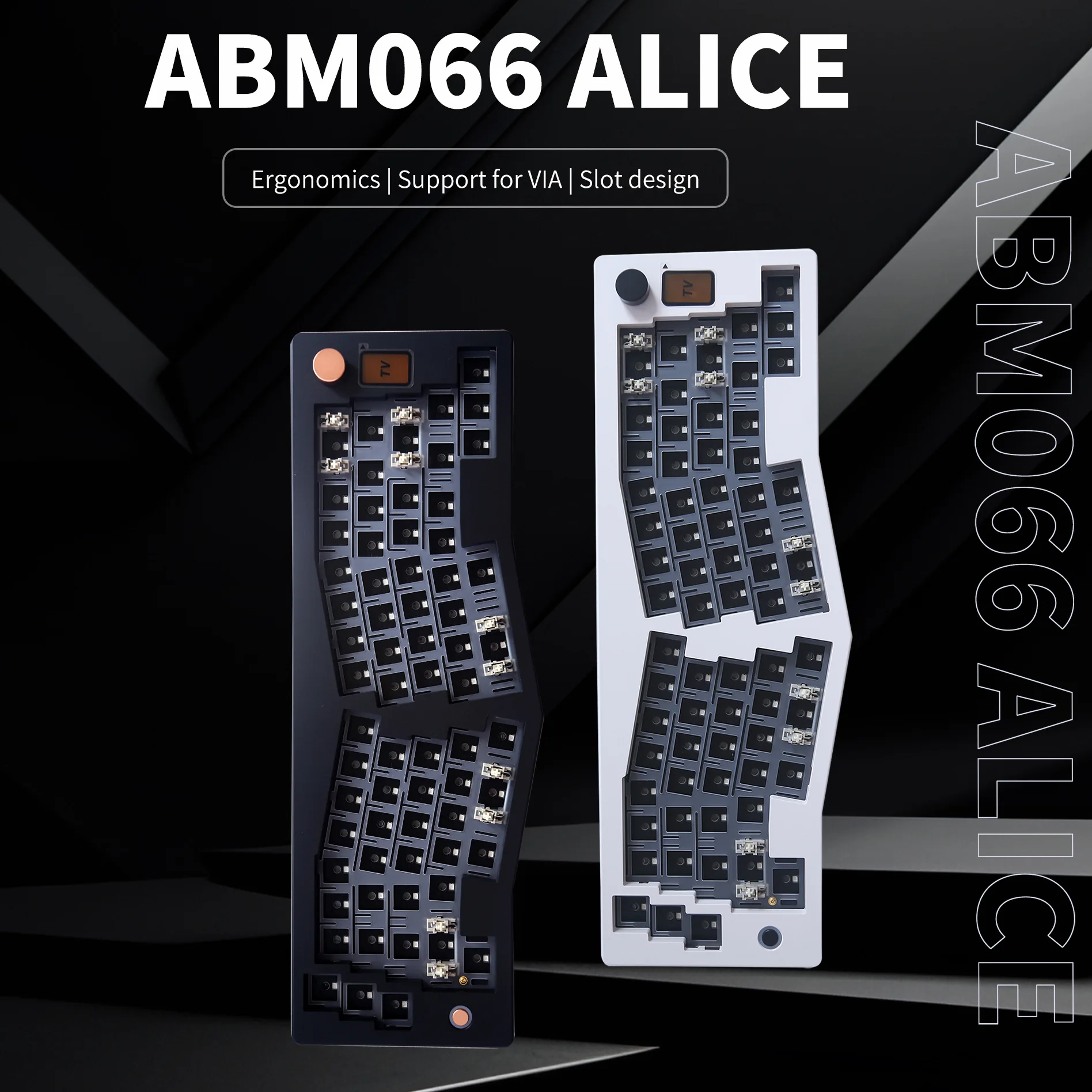 ABM066 Three-mode Alice mechanical keyboard ergonomic Gasket Bluetooth VIA customization kit