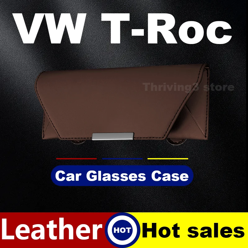 

Leather Car Glasses Case For Volkswagen T-Roc 2025 New Style Universal Premium Auto Glasses Frame Volkswagen T-Roc Accessories