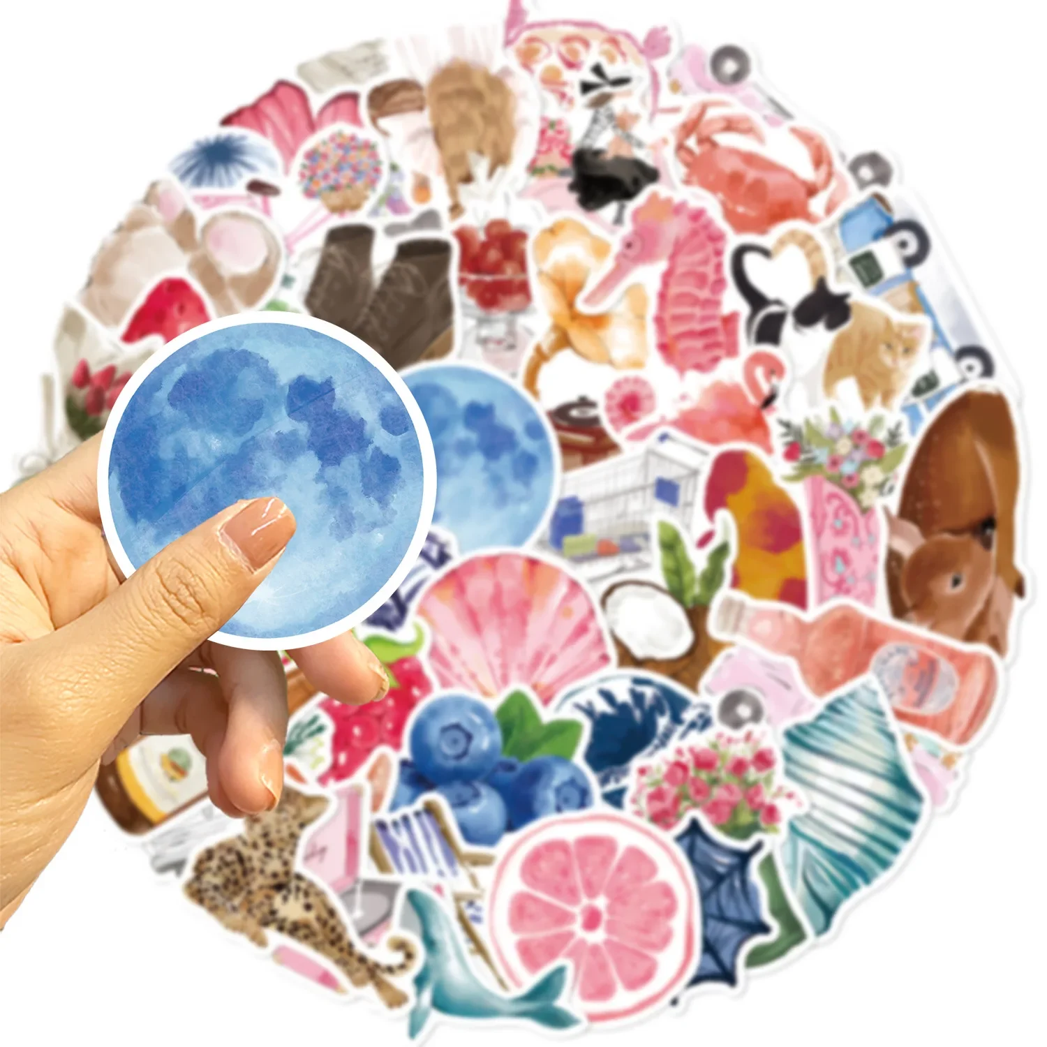 50/100Pcs Watercolor Aesthetic Stickers DIY Graffiti Decals for Phone Laptop Scrapbook Luggage Helmet Deco