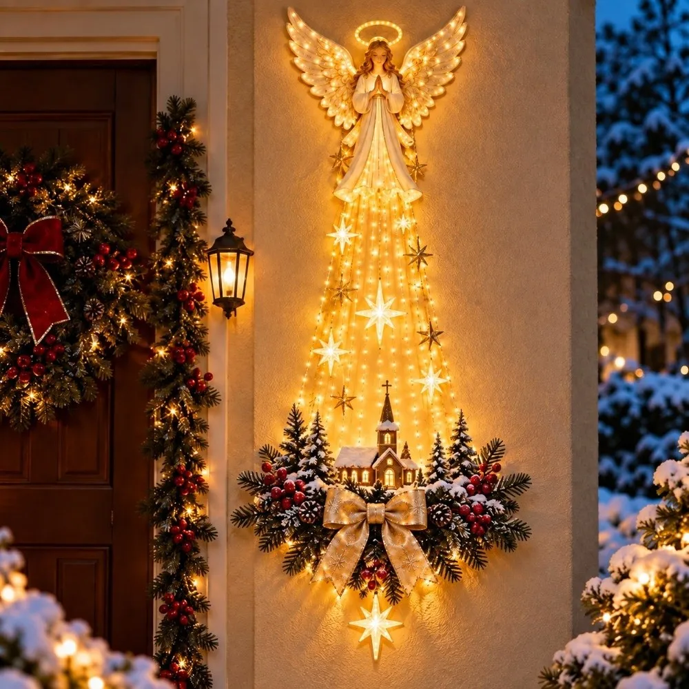Wall Mounted Lighted Wall Decoration Snow Trail Shape Christmas Theme Style Light-emitting Birth Scene Wall Decoration