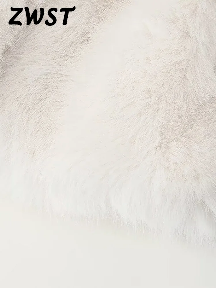 Moda Krótka kurtka damska ze sztucznego futra z pełnym rękawem Ciepły kardigan damski 2024 Jesień Zima Luźny elegancki płaszcz damski z klapami