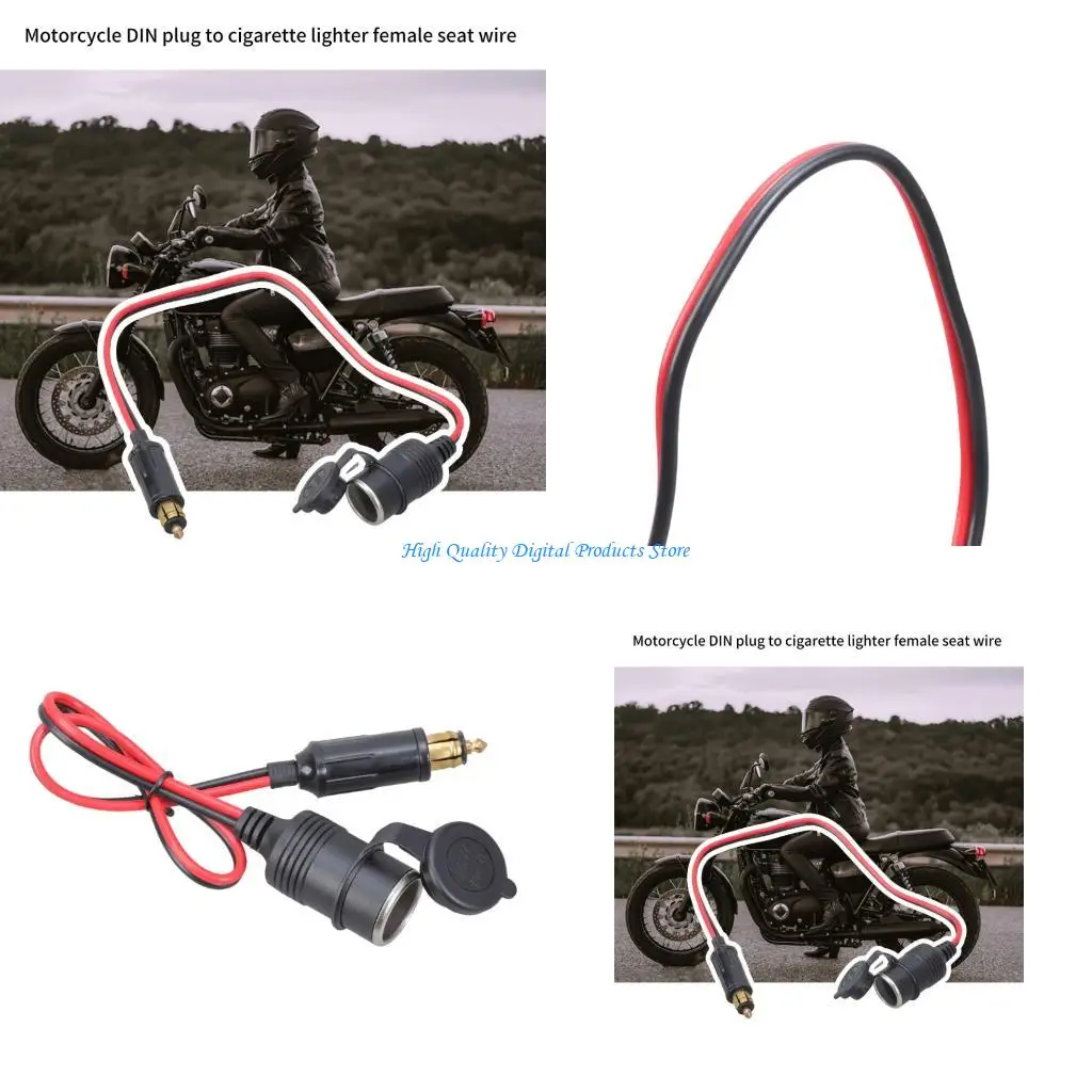 

U2JE Motorcycle DIN Male to Car Socket Female Adapter Cord 50cm Length Cable