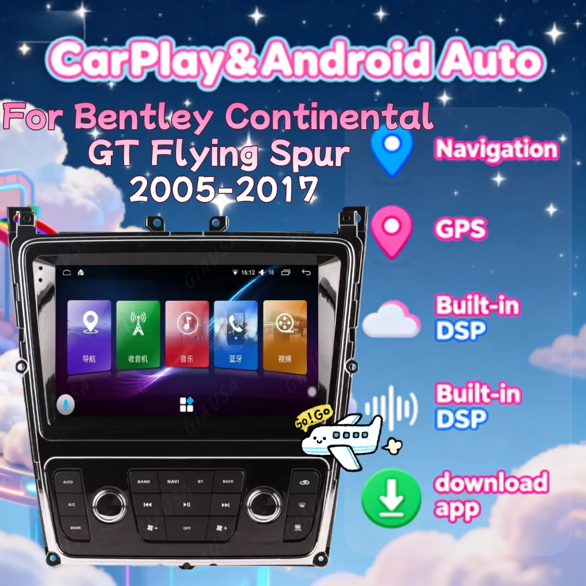Android Video Player For Bentley Continental GT Flying Spur 2005-2017 Carplay Multimedia GPS Car Radio stereo screen Head Unit