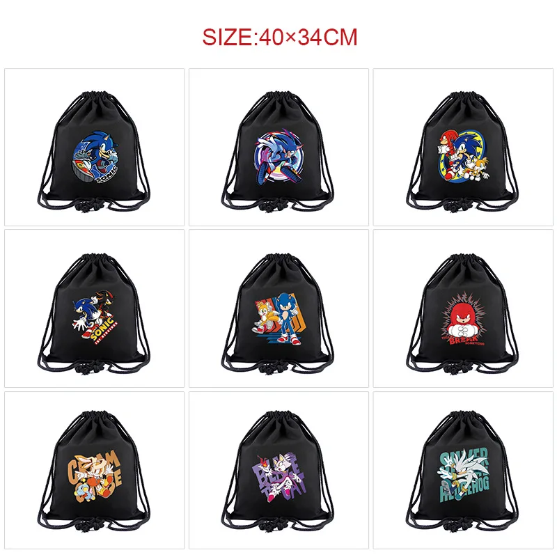 Mochila con cordón Cool Sonic, diseño de anime, con personajes de Sonic, Amy, Knuckles y Shadow, de lona, para adultos y niños, para almacenamiento casual, regalo