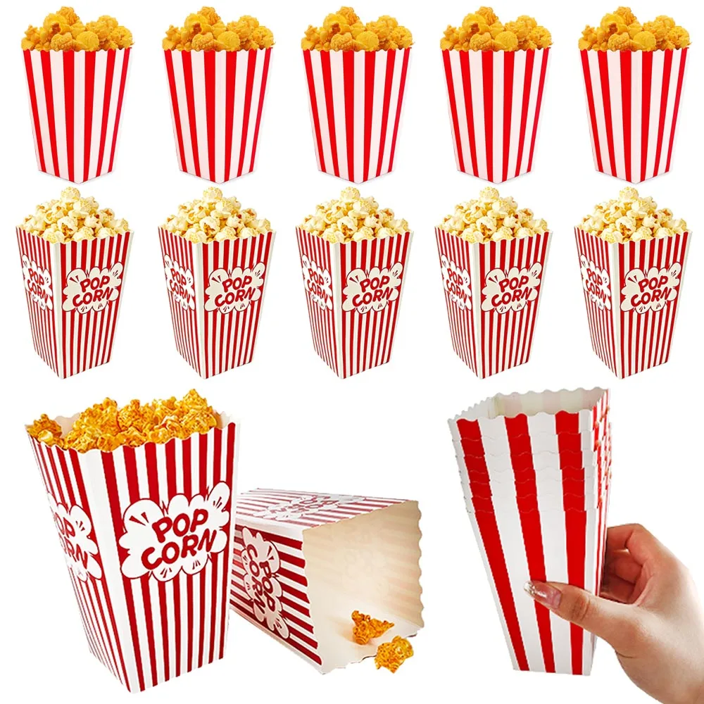 6/12/24/36 Stück Rot Gestreifte Popcorn-Box Snackbox Kindergeburtstag Babyparty Filmnacht Party Dekorationszubehör – Detail 1