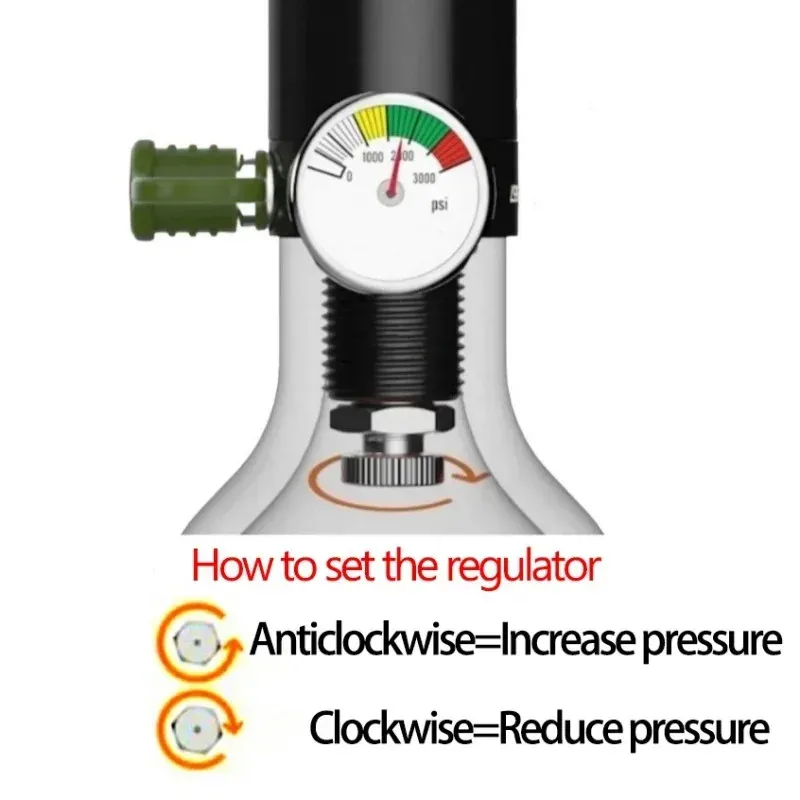 HUBEN-Power Cricket pressure regulator, 1-3000psi, rotate at the end The front can 360 degrees