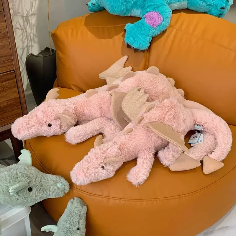 

Плюшевые игрушки серии Jellycat Dragon, милые мягкие игрушки черного и снежного дракона, мягкие удобные меховые игрушки для детей и игристи