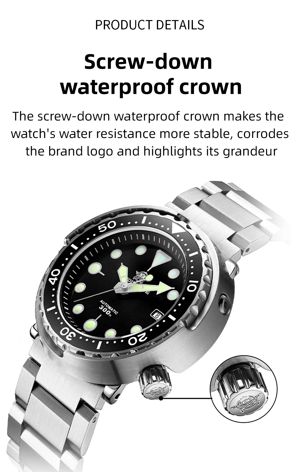 ADDIESDIVE Men's Automatic Mechanical Watch with Sapphire Crystal BGW9 Super Luminous Tuna Diver Watch 300m Business Watches
