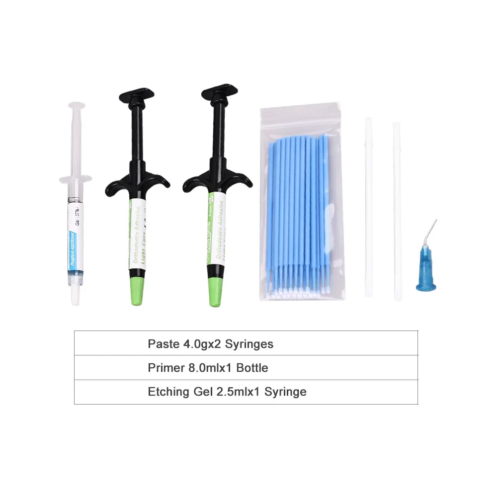 دعامة الأسنان الأخضر الغراء المواد اللاصقة تقويم الأسنان العالمي علاج الضوء لقوس أنبوب السندات لصق محفور حمض هلام طبيب الأسنان المواد