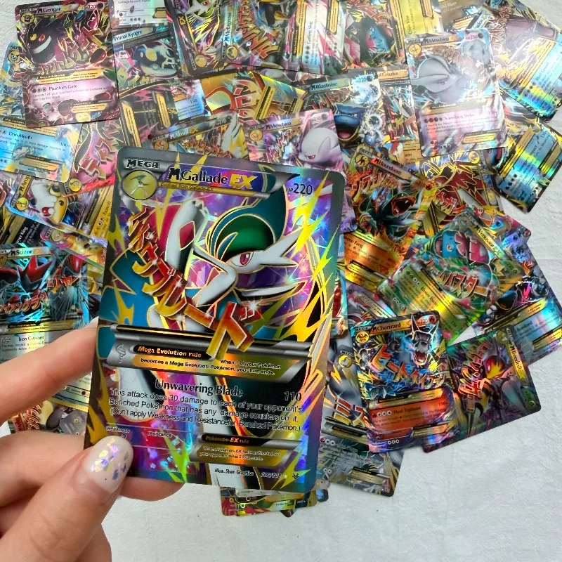 60pcs Mega Pokemon EX Trading Card Collection Flash Mega Evolution Pocket Monster TCG Anime Battle Game Collectible Toy Gift view 3