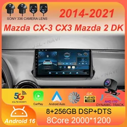 Car Radio Android 16 For Mazda CX-3 CX3 Mazda 2 DK 2014 - 2021 Multimedia Video Player QLED GPS Navigation Wireless Carplay Auto