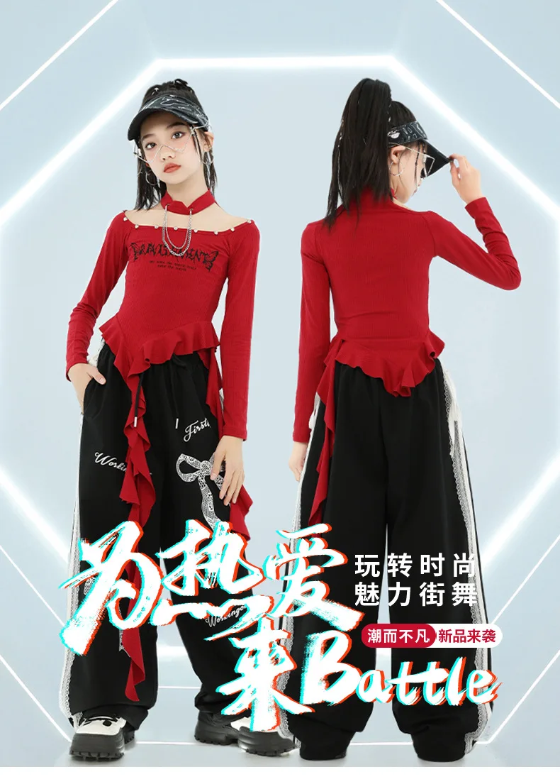 Mädchen Hip Hop Crop Top Pu Leder Cargo Hosen Kind Schuluniform Kostüme Kinder Streetwear Jazz K-pop Street Dance kleidung Sets – Detail 12