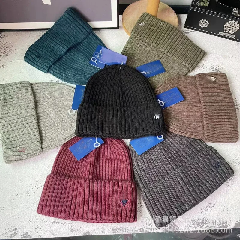 

Thickened Knitted Letter Pattern Woolen Hat for Men Outdoor Winter Fashionable Versatile Cuffed Beanie Hat Cross-Border Lace Net