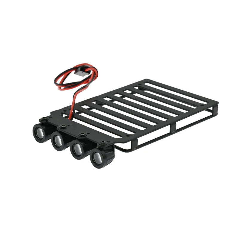 For Scx24 Jeep Mountaineering Rack Luggage Rack With Light Metal Luggage Rack Non-Destructively Refitted Car Dome Light