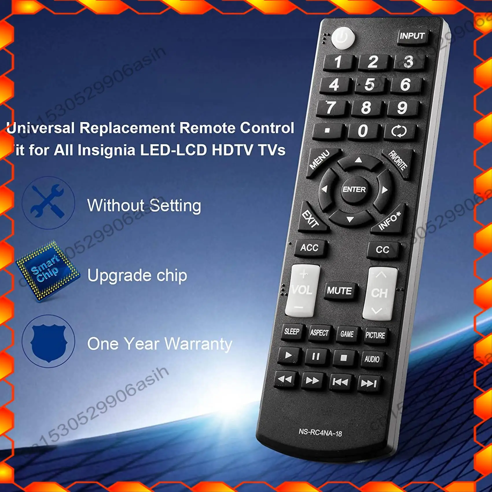 -AT52 بديل جهاز التحكم عن بعد العالمي مناسب لجميع الشارات LED-LCD HDTV TVS NS-RC4NA-18 NS-32D311NA17
