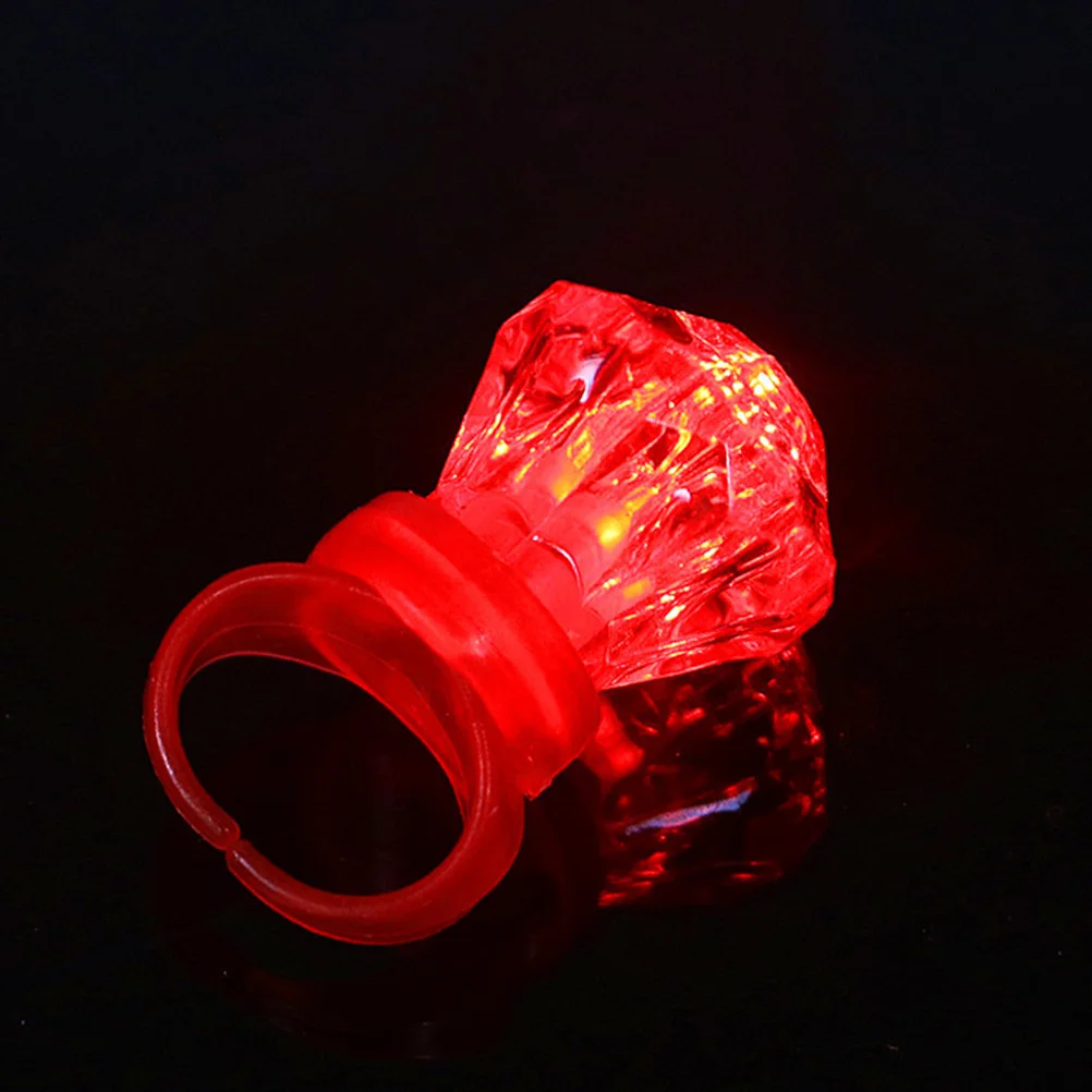 

20pcs LED Ring Flashing Diamond Shape Finger Lights Flashing Ornaments for Party Decor Mixed Color diamond flashing rings